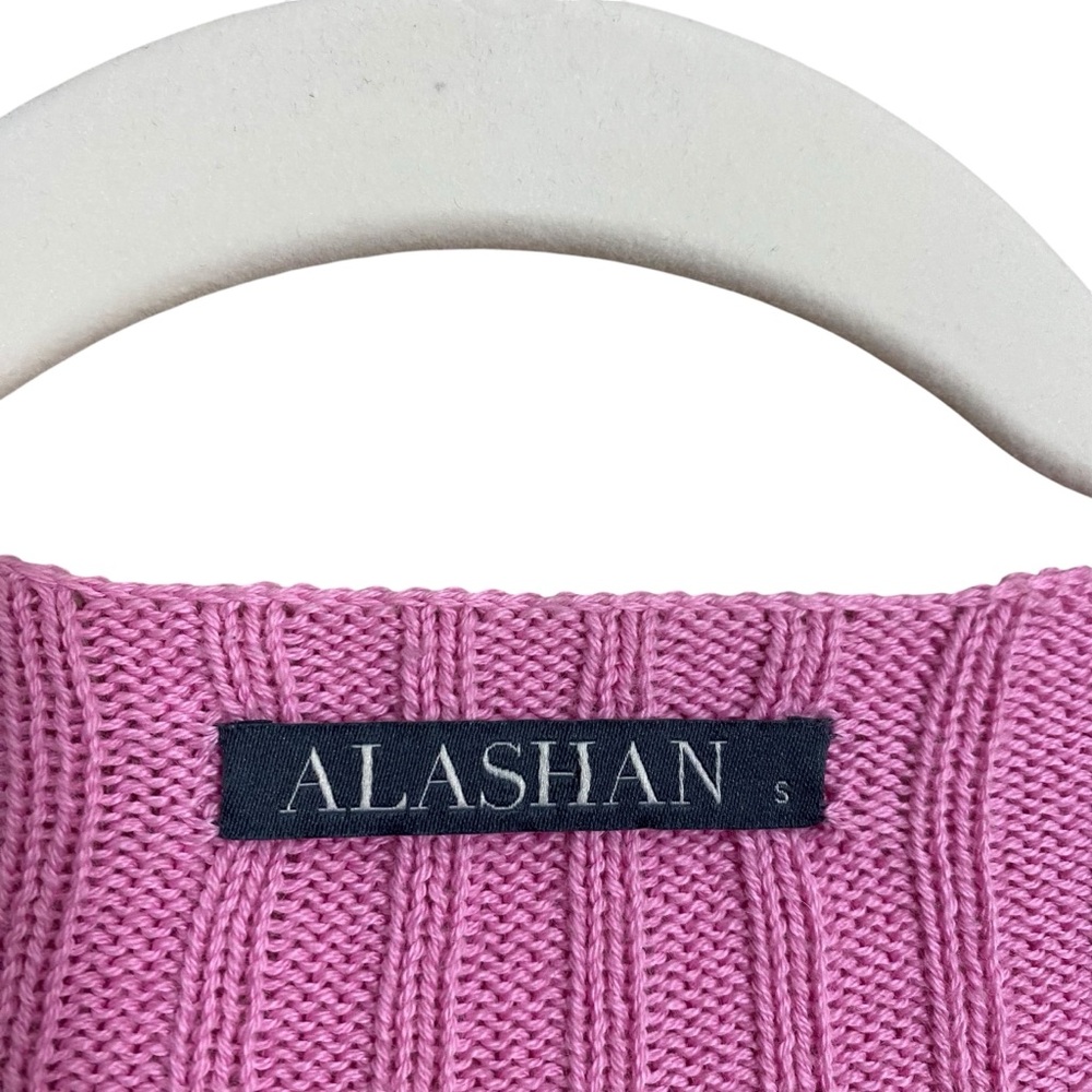 Alashan Cashmere Blend Cotton Bubblegum Pink Ribbed Detail Cropped Sweater Small - Picture 3 of 6